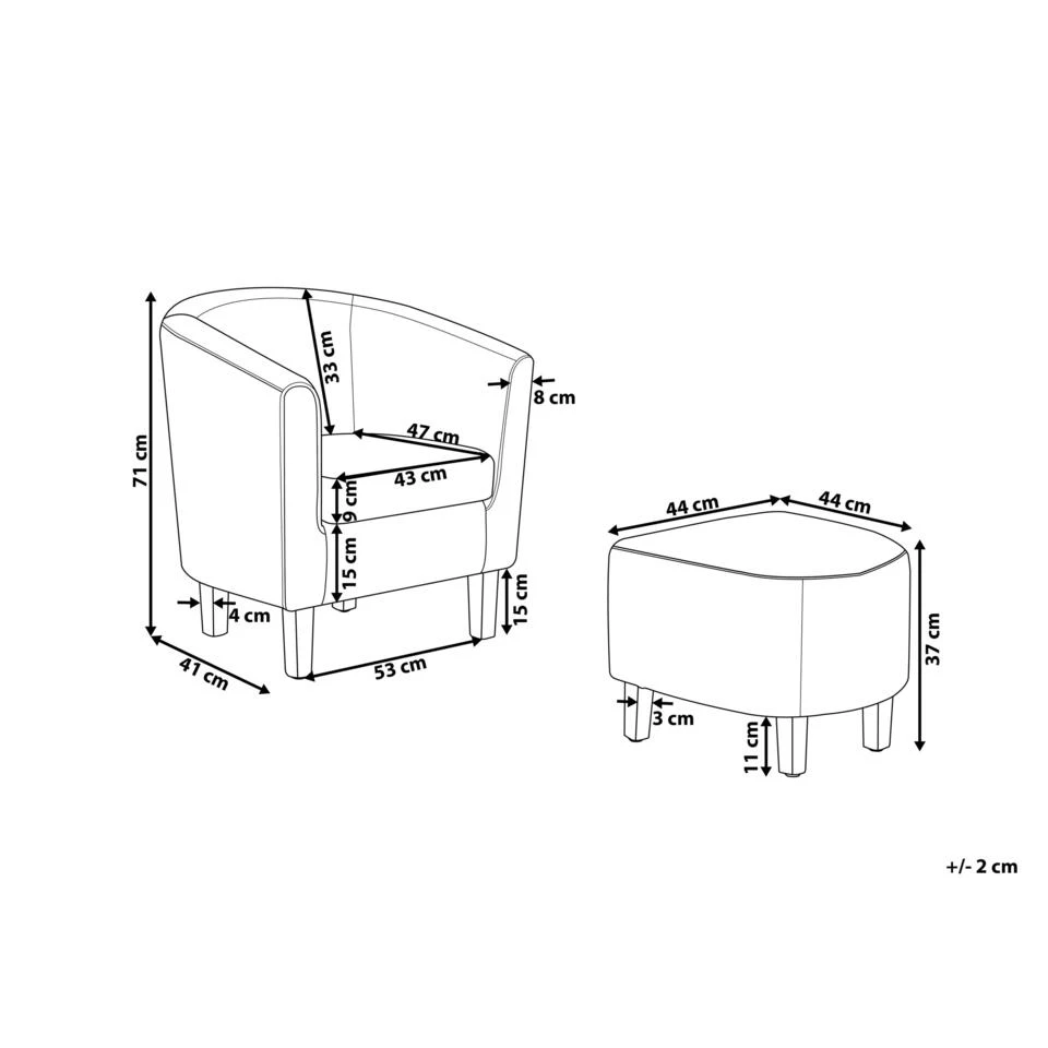 Beliani Cocktailstoel HOLDEN - Grijs Polyester 3 Beliani Cocktailstoel HOLDEN - Grijs Polyester - Image 3