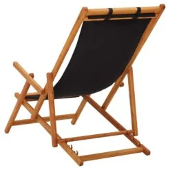 VidaXL Strandstoel Inklapbaar Massief Eucalyptushout En Stof Zwart -Relax Verkoop 01a0e601cef74c4291e635eae4225fd1