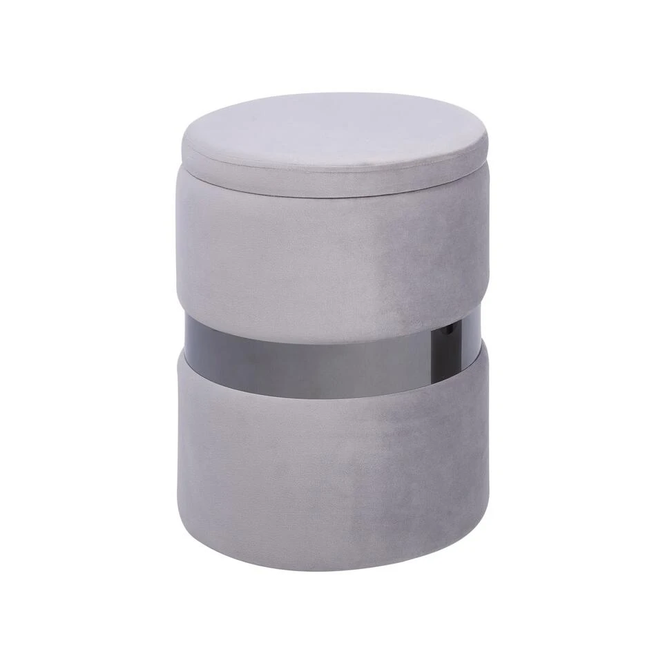 Beliani Poef DORIS - Grijs Fluweel 4 Beliani Poef DORIS - Grijs Fluweel - Image 4