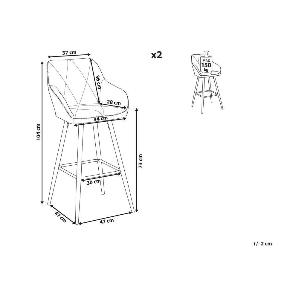 Beliani Barkruk DARIEN - Grijs Polyester 3 Beliani Barkruk DARIEN - Grijs Polyester - Image 3