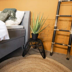 Giga Meubel Kruk Rotan Zwart - 55x55x40 -Relax Verkoop 1000027537 0104