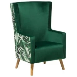 Beliani Oorfauteuil ONEIDA - Groen Fluweel