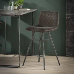 Hoyz - Barstoel Diamond Kruisframe - Velours - Grijs - Per 4 Stuks -Relax Verkoop 1000028522 0101