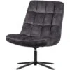 WOOOD Job Draaifauteuil - Velvet - Antraciet - 101x70x85