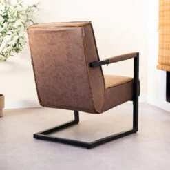 Industriële Leren Fauteuil Taupe Tiger - Leder - Taupe -Relax Verkoop 1000042011 0102