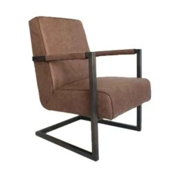 Industriële Leren Fauteuil Taupe Tiger - Leder - Taupe