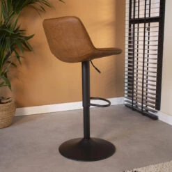 Industriële Barkruk Jason Cognac - Zithoogte 59 Cm - Kunstleder - Bruin -Relax Verkoop 1000042360 0102