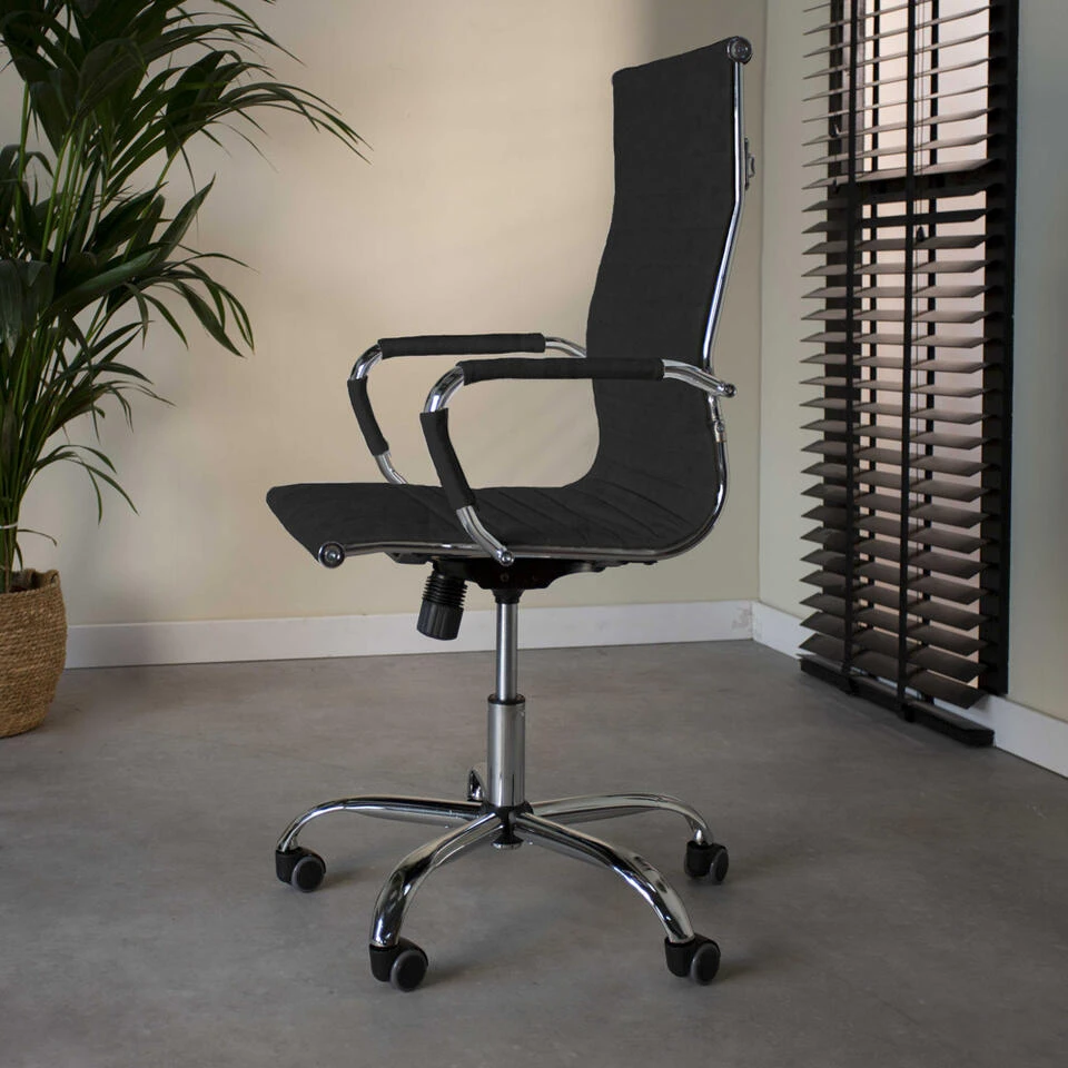 Industriële Bureaustoel Matt Zwart Hoog Ecoleder - 50x55x112 Cm - Leder - Zwart 2 Industriële Bureaustoel Matt Zwart Hoog Ecoleder - 50x55x112 Cm - Leder - Zwart - Image 2