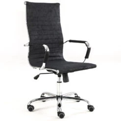 Industriële Bureaustoel Matt Zwart Hoog Ecoleder - 50x55x112 Cm - Leder - Zwart