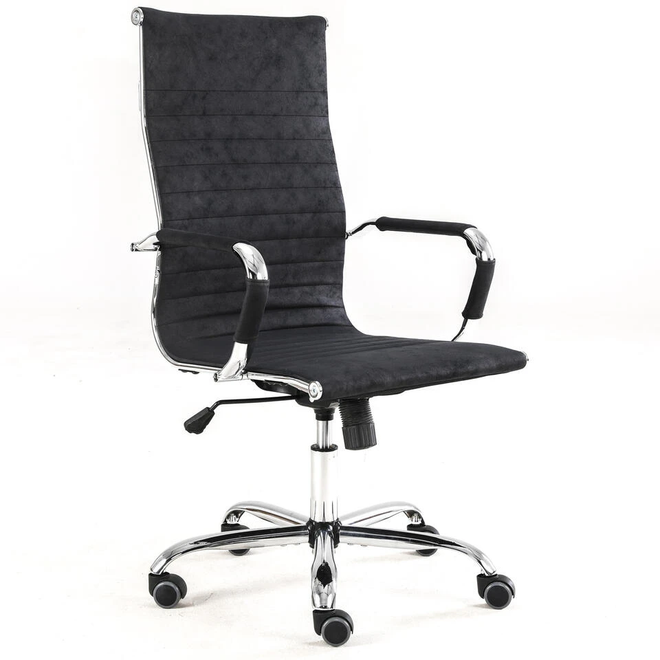 Industriële Bureaustoel Matt Zwart Hoog Ecoleder - 50x55x112 Cm - Leder - Zwart 1 Industriële Bureaustoel Matt Zwart Hoog Ecoleder - 50x55x112 Cm - Leder - Zwart