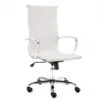 Industriële Bureaustoel Matt Wit Hoog Ecoleder - 50x55x112 Cm - Leder - Wit