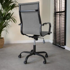 Industriële Bureaustoel Matt Grijs Hoog Zwart Frame 50x55x112 Cm Stof -Relax Verkoop 1000042427 0102