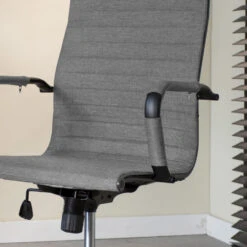 Industriële Bureaustoel Matt Grijs Hoog Zwart Frame 50x55x112 Cm Stof -Relax Verkoop 1000042427 0103