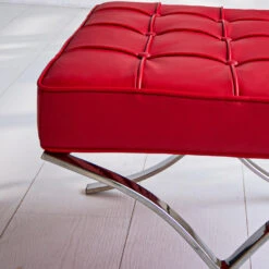 Expo Hocker Rood Premium Leer - Leder - Rood -Relax Verkoop 1000049291 0102