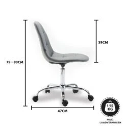 Clp Bureaustoel Reims Kunstleer Grijs -Relax Verkoop 1000050236 0103