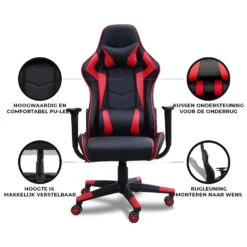 Gamestoel Las Vegas - Zwart / Rood - Gaming Stoel - Bureaustoel -Relax Verkoop 1000050254 0103