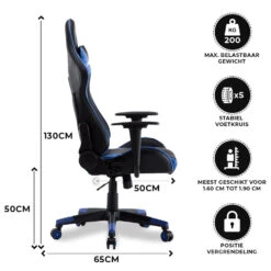 Gamestoel Las Vegas - Zwart / Blauw - Gaming Stoel - Bureaustoel 6 Gamestoel Las Vegas - Zwart / Blauw - Gaming Stoel - Bureaustoel -Relax Verkoop 1000050256 0102