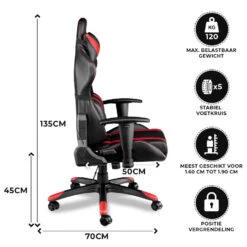 Ocazi Chicago Gaming Stoel - Bureaustoel - Zwart/Rood -Relax Verkoop 1000050275 0102