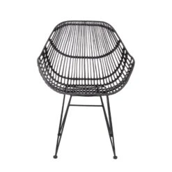 Giga Meubel Eetkamerstoel Zwart Rotan - 66x64x91cm - Sava