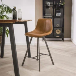 Giga Meubel Barstoel Bruin - PU-Leer - Plat Frame - Stoel Zig-Zag -Relax Verkoop 1000052098 0102