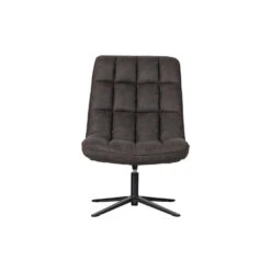 WOOOD Dirkje Draaifauteuil - Leerlook - Zwart - 101x70x85