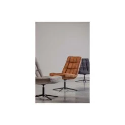 WOOOD Dirkje Draaifauteuil - Leerlook - Cognac - 101x70x85 -Relax Verkoop 1000052487 0102