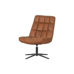 WOOOD Dirkje Draaifauteuil - Leerlook - Cognac - 101x70x85 -Relax Verkoop 1000052487 0103