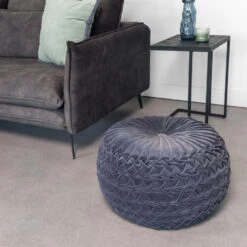 Giga Meubel Poef Rond Antraciet - 50x50x50cm - Poef Maaike -Relax Verkoop 1000053543 0103
