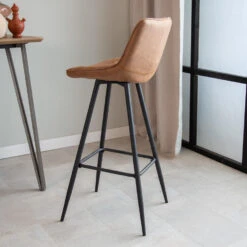 Industriële Barkruk Kenton Cognac - Zithoogte 76 Cm - Stof - Bruin -Relax Verkoop 1000054627 0101