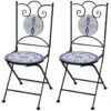VidaXL Bistrostoelen Inklapbaar 2 St Keramiek Blauw En Wit