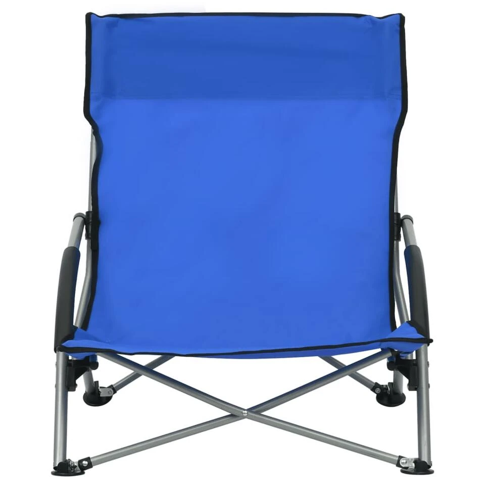 VidaXL Strandstoelen 2 St Inklapbaar Stof Blauw 2 VidaXL Strandstoelen 2 St Inklapbaar Stof Blauw - Image 2
