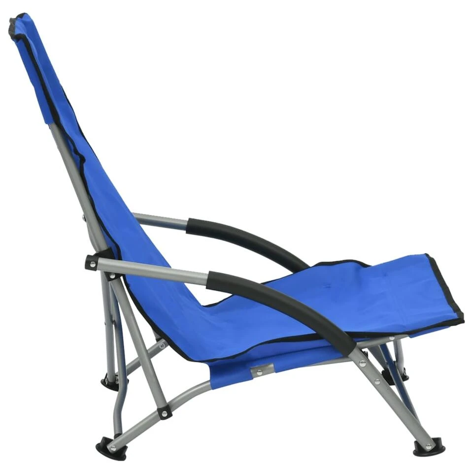 VidaXL Strandstoelen 2 St Inklapbaar Stof Blauw 3 VidaXL Strandstoelen 2 St Inklapbaar Stof Blauw - Image 3