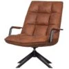 WOOOD Jouke Draaifauteuil Met Armleuning - Kunstleer - Cognac - 96x70x85