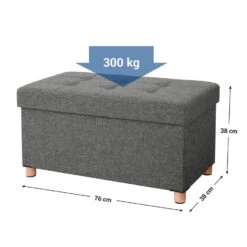 Poef - Opvouwbaar - Met Poten - Stof - 76 Cm - Donkergrijs -Relax Verkoop 1000068050 0103