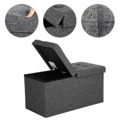 ACAZA Poef - Opvouwbaar - Zonder Poten - Stof - 76 Cm - Donkergrijs -Relax Verkoop 1000068052 0102