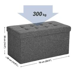 ACAZA Poef - Opvouwbaar - Zonder Poten - Stof - 76 Cm - Donkergrijs -Relax Verkoop 1000068052 0103