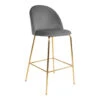 Giga Meubel Barstoel Velvet Grijs Brass - Zithoogte 77cm