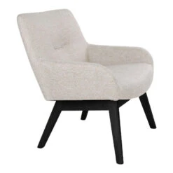 Giga Meubel Loungestoel Stof Zand/Zwart - Zithoogte 40cm -Relax Verkoop 1000069905 0102