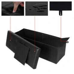 ACAZA Poef - Opvouwbaar - Zonder Poten - 2 Compartimenten - 110 Cm - Zwart -Relax Verkoop 1000070620 0102