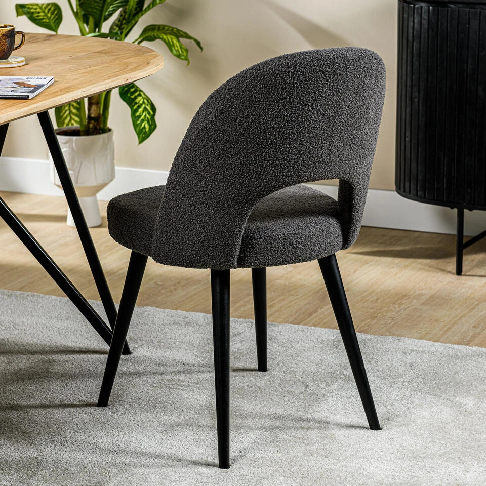 Giga Meubel Eetkamerstoel Teddy Antraciet - Zithoogte 50cm - Stoel Jacob 2 Giga Meubel Eetkamerstoel Teddy Antraciet - Zithoogte 50cm - Stoel Jacob - Image 2