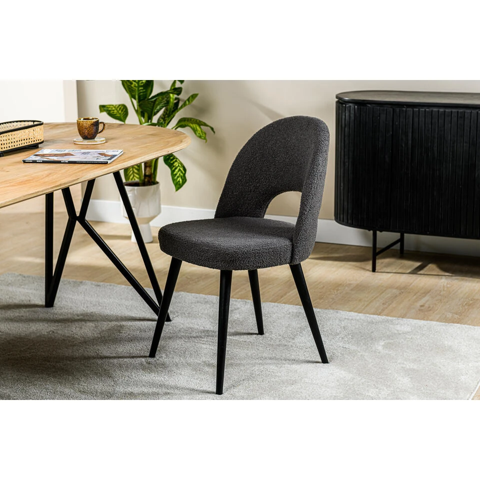 Giga Meubel Eetkamerstoel Teddy Antraciet - Zithoogte 50cm - Stoel Jacob 3 Giga Meubel Eetkamerstoel Teddy Antraciet - Zithoogte 50cm - Stoel Jacob - Image 3