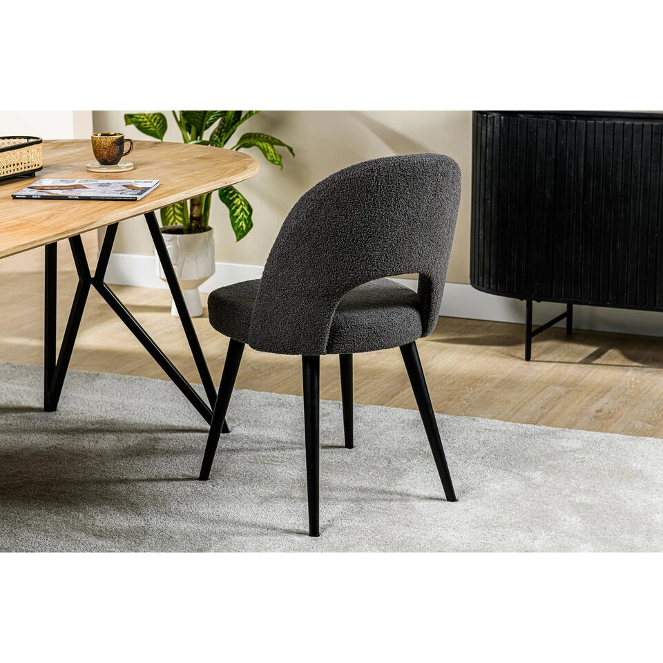 Giga Meubel Eetkamerstoel Teddy Antraciet - Zithoogte 50cm - Stoel Jacob 4 Giga Meubel Eetkamerstoel Teddy Antraciet - Zithoogte 50cm - Stoel Jacob - Image 4