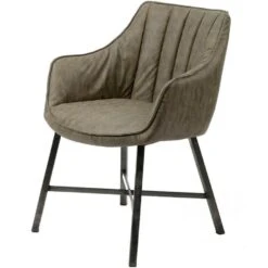 Newbury Eetkamerstoel Wax - Lederlook - Taupe