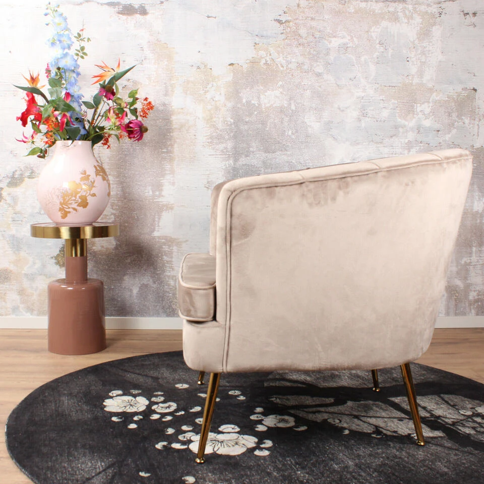 DS4U® Norah Fauteuil Velvet - Stof - Beige 3 DS4U® Norah Fauteuil Velvet - Stof - Beige - Image 3