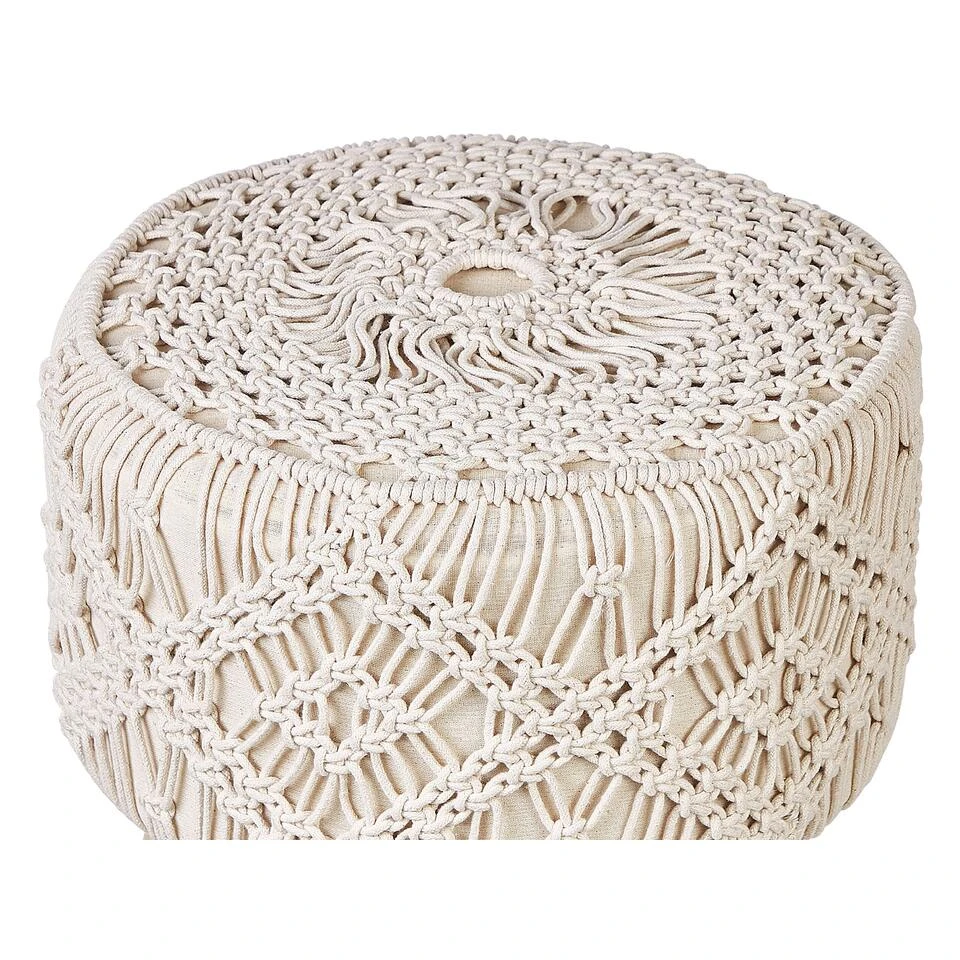 Beliani Hocker MANZAI - Beige Katoen 4 Beliani Hocker MANZAI - Beige Katoen - Image 4