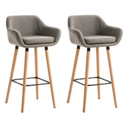 CLP Set Van 2 Barkrukken Grant Kunstleder Taupe