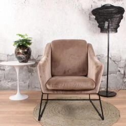 DS4U® Antonio Fauteuil Velvet - Stof - Beige -Relax Verkoop 1000082943 0103