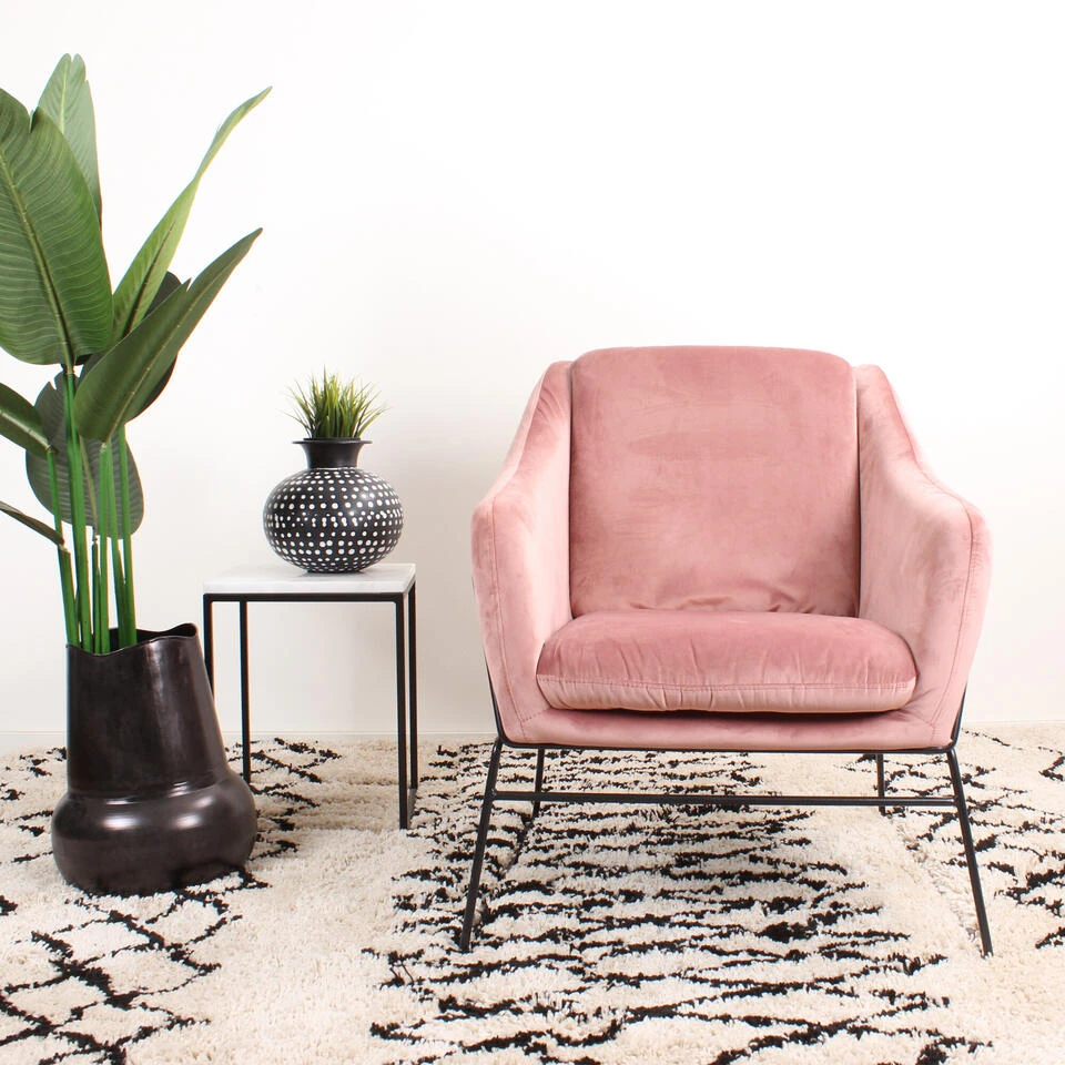 DS4U® Antonio Fauteuil Velvet - Stof - Roze 3 DS4U® Antonio Fauteuil Velvet - Stof - Roze - Image 3