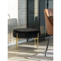 Giga Meubel Poef Zwart - Velvet - 61x61x39cm - Poef Amadora -Relax Verkoop 1000085072 0103