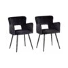 Beliani Eetkamerstoel SANILAC - Zwart Fluweel